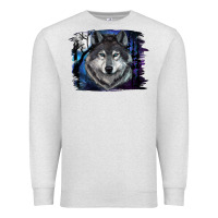 Oatmeal Heather wolf and full moon Premium Sweatshirt - RanaPortraitStore