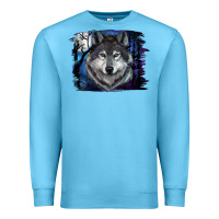 Ocean Blue wolf and full moon Premium Sweatshirt - RanaPortraitStore