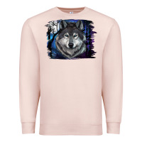 Pale Pink wolf and full moon Premium Sweatshirt - RanaPortraitStore