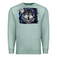 Seafoam wolf and full moon Premium Sweatshirt - RanaPortraitStore