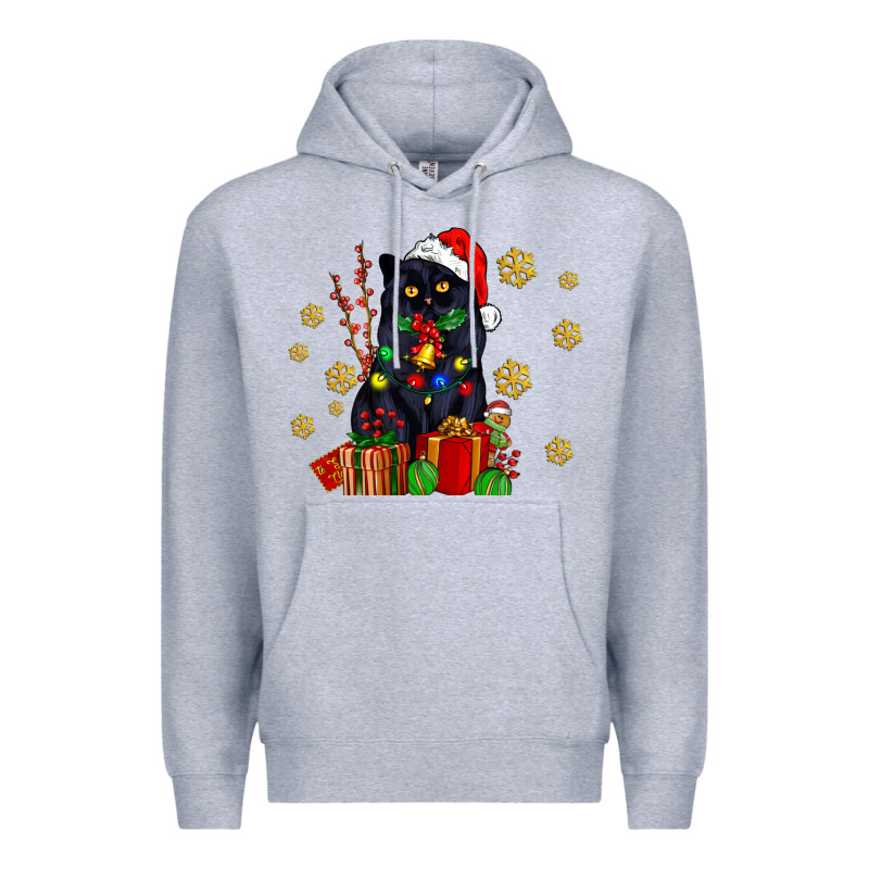 Black Cat Meowy Christmas Premium Hoodie by AdoDesignShop | Teevron