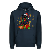 Navy black cat meowy christmas Premium Hoodie - AdoDesignShop