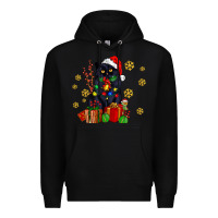 Black black cat meowy christmas Premium Hoodie - AdoDesignShop