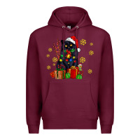 Burgundy black cat meowy christmas Premium Hoodie - AdoDesignShop