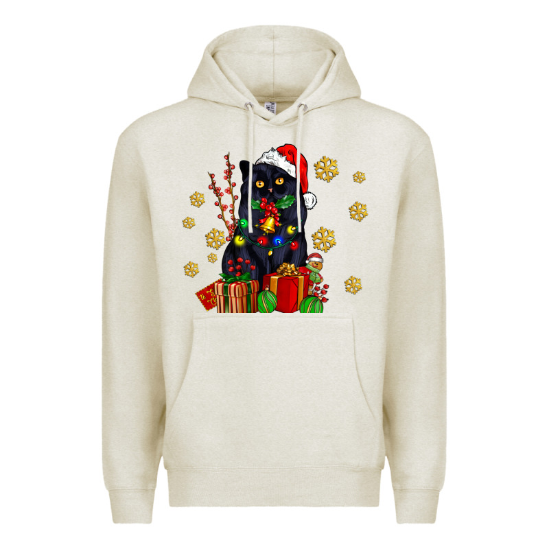 Black Cat Meowy Christmas Premium Hoodie by AdoDesignShop | Teevron