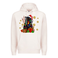 Pale Pink black cat meowy christmas Premium Hoodie - AdoDesignShop