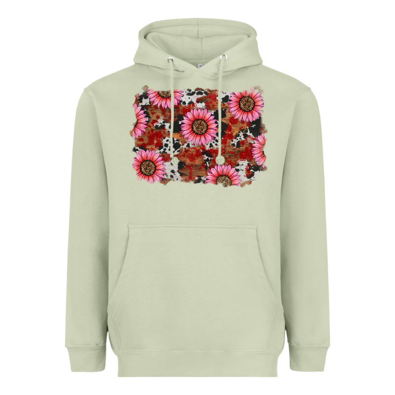 Valentines Day Sunflowers Leopard Cowhide Backgrou Heavyweight Hoodie by RanaPortraitStore | Teevron
