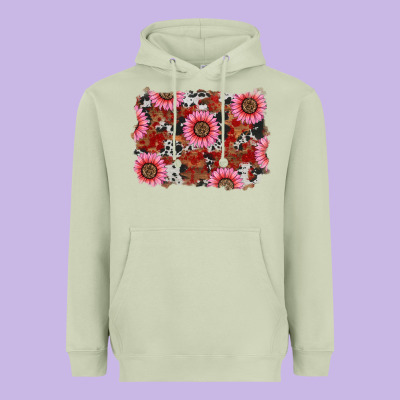 Heavyweight Hoodie valentines day sunflowers leopard cowhide backgrou