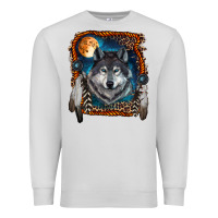 Dove Grey wolf and feathers Premium Sweatshirt - RanaPortraitStore