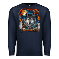 Navy wolf and feathers Premium Sweatshirt - RanaPortraitStore