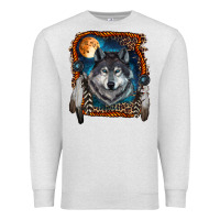 Oatmeal Heather wolf and feathers Premium Sweatshirt - RanaPortraitStore