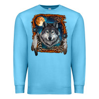 Ocean Blue wolf and feathers Premium Sweatshirt - RanaPortraitStore