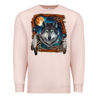 Pale Pink wolf and feathers Premium Sweatshirt - RanaPortraitStore