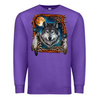 Purple wolf and feathers Premium Sweatshirt - RanaPortraitStore