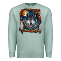 Seafoam wolf and feathers Premium Sweatshirt - RanaPortraitStore