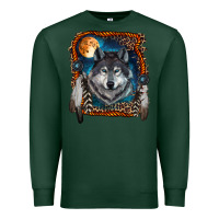 Sports Green wolf and feathers Premium Sweatshirt - RanaPortraitStore