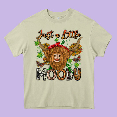 Just A Little Moody Heavy Core Tee Designed By Cowhidedigitalart
