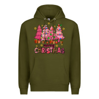 Army Green pink christmas trees Premium Hoodie - AdoDesignShop