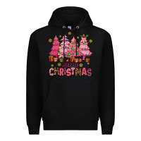 Black pink christmas trees Premium Hoodie - AdoDesignShop