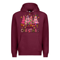 Burgundy pink christmas trees Premium Hoodie - AdoDesignShop