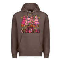 Coffee pink christmas trees Premium Hoodie - AdoDesignShop