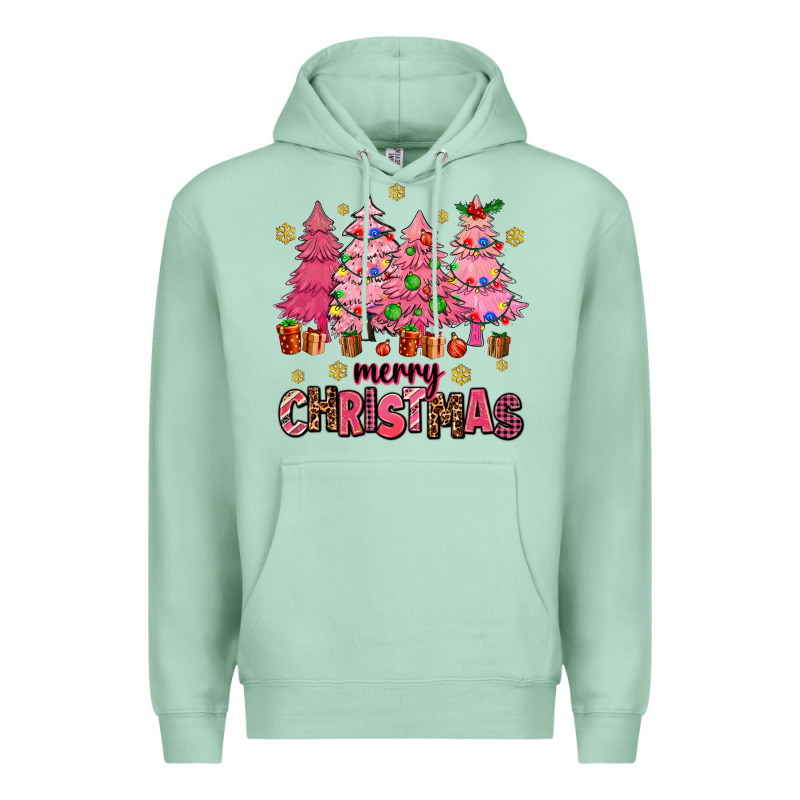 Pink Christmas Trees Premium Hoodie by AdoDesignShop | Teevron
