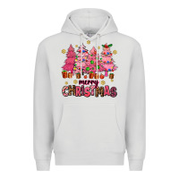 Dove Grey pink christmas trees Premium Hoodie - AdoDesignShop