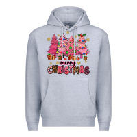 Heather Grey pink christmas trees Premium Hoodie - AdoDesignShop