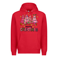 Red pink christmas trees Premium Hoodie - AdoDesignShop