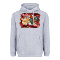 Heather Grey xoxo rooster and chicken Heavyweight Hoodie - RanaPortraitStore