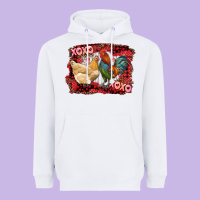 Heavyweight Hoodie xoxo rooster and chicken