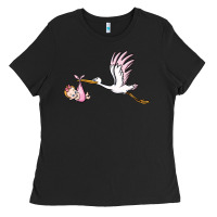 Stork With Baby Girl Ladies Tee | Teevron