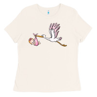 Bone stork with baby girl Ladies Tee - BarkalooDesign