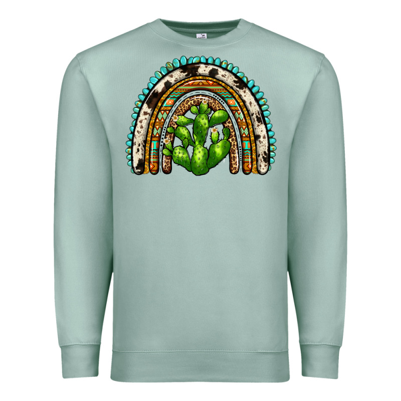 Western Cactus Rainbow Premium Sweatshirt by Zillion Design Studio | Teevron