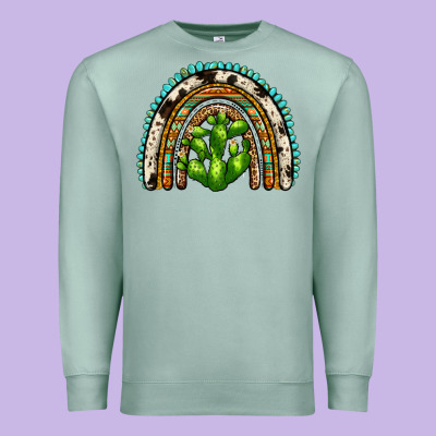Western Cactus Rainbow Premium Sweatshirt Designed By Zillion Design Studio
