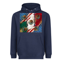 Navy American with mexican flag Heavyweight Hoodie - RanaPortraitStore