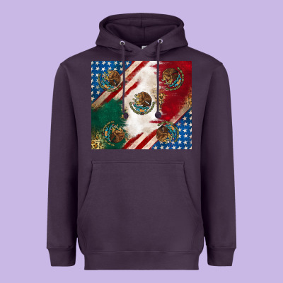 Heavyweight Hoodie American with mexican flag