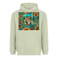 Matcha bull skull sunflowers Heavyweight Hoodie - RanaPortraitStore
