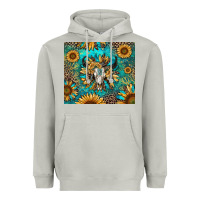 Moon Dust bull skull sunflowers Heavyweight Hoodie - RanaPortraitStore