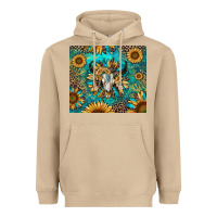 Mushroom bull skull sunflowers Heavyweight Hoodie - RanaPortraitStore