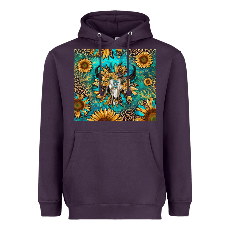 Bull Skull Sunflowers Heavyweight Hoodie by RanaPortraitStore | Teevron