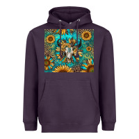 Plum bull skull sunflowers Heavyweight Hoodie - RanaPortraitStore