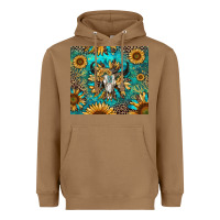Toasted Coconut bull skull sunflowers Heavyweight Hoodie - RanaPortraitStore