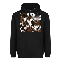 Black cowhide and leopard pattern Heavyweight Hoodie - RanaPortraitStore