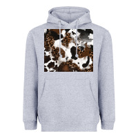 Heather Grey cowhide and leopard pattern Heavyweight Hoodie - RanaPortraitStore