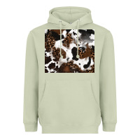 Matcha cowhide and leopard pattern Heavyweight Hoodie - RanaPortraitStore