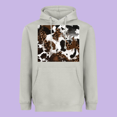 Heavyweight Hoodie cowhide and leopard pattern