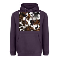 Plum cowhide and leopard pattern Heavyweight Hoodie - RanaPortraitStore