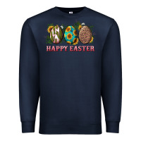 Navy happy easter eggs with sunflower leopard and cactus Premium Sweatshirt - RanaPortraitStore