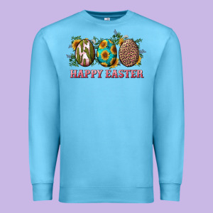 Happy Easter Eggs With Sunflower Leopard And Cactus Premium Sweatshirt Designed By Ranaportraitstore